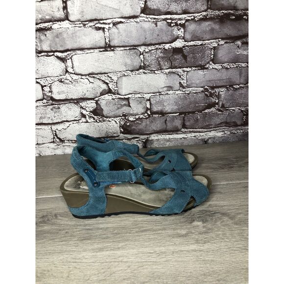 Merrell Revalli Dragonfly Blue Teal Leather Strappy Wedge Sandals Women Sz 7M US - Picture 13 of 16
